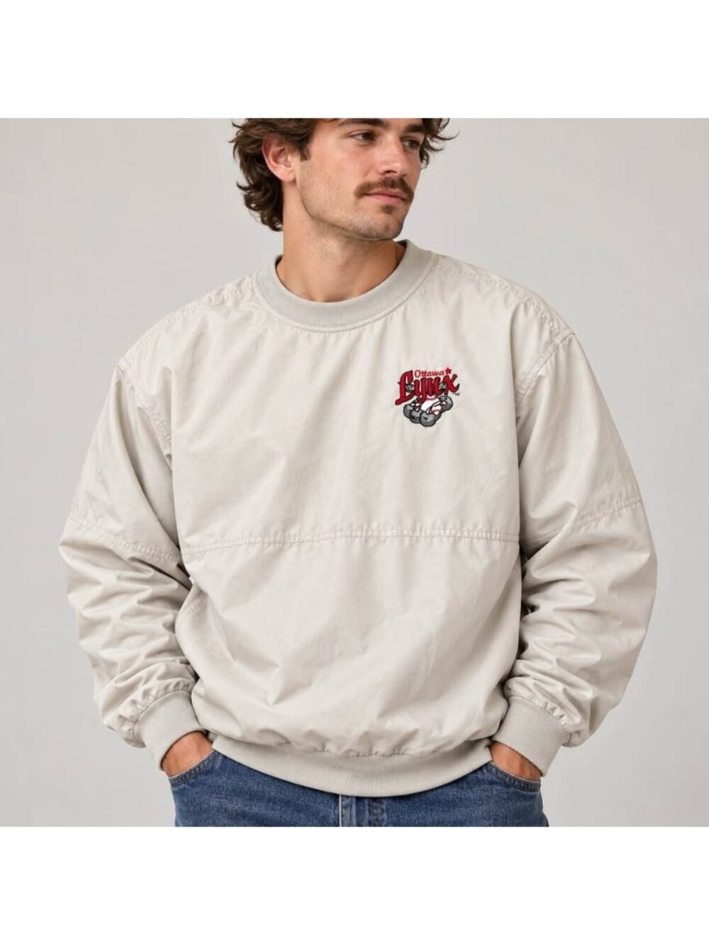 Vintage Ottawa Lynx Pullover Windbreaker Jacket 90s MiLB Baseball oversized Med